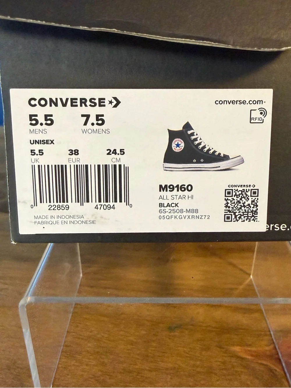 Converse Chuck Taylor All Star High Top Black Sneakers Women 7.5 Men 5.5 M9160